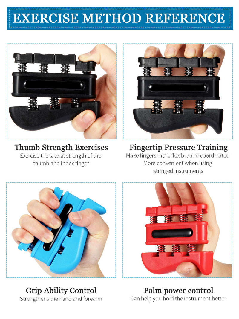 [Australia] - BBTO 4 Pieces Finger Strengthener Hand Exerciser Trainer Spring-Loaded Hand Grip Finger Exerciser Tool for Guitar Practice Rock Climbing Training and Physical Therapy 