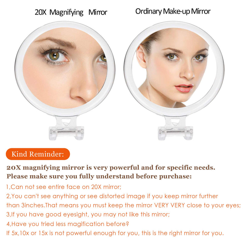 [Australia] - 5Inch,20X Magnifying Mirror, Two Sided Mirror, 20X/1X Magnification, Folding Makeup Mirror with Handheld/Stand,Use for Makeup Application, Tweezing, and Blackhead/Blemish Removal. (Black) Black 