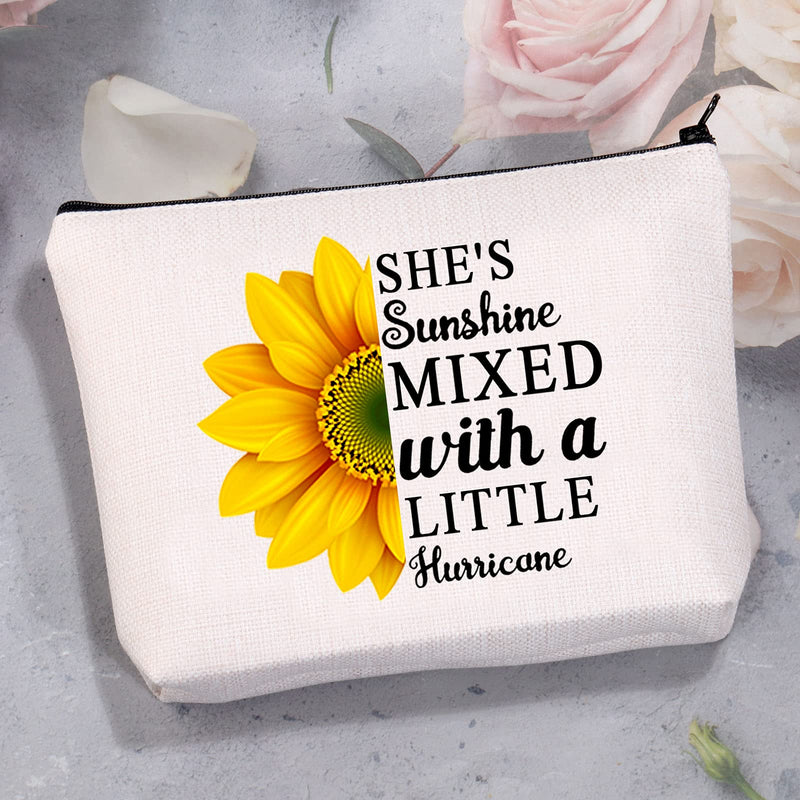 [Australia] - MYSOMY She's Sunshine Mixed with a Little Hurricane Makeup Bag Sunflower Cosmetic Bag Sunflower Lover Gifts (Makeup Bag) 