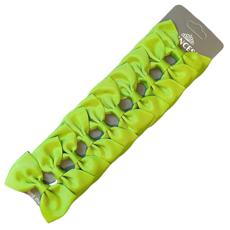 [Australia] - Hair Bows Clips Slides Grips 2.7" inch Solid Vibrant Colour Small Straight Hairbows 10 Pack Apple Green 