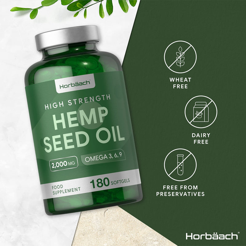 [Australia] - Hemp Seed Oil Capsules 2000mg | 180 Softgels | High Strength Supplement | by Horbaach 