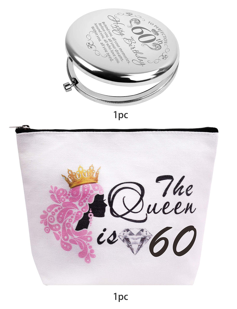 [Australia] - 60th Birthday Mirror, 60th Birthday Makeup Bag, 60th Birthday Gifts for Women, 60th Birthday Gifts Ideas, Birthday Gift 60 Year Old Woman, 60 Birthday Gifts for Women, 60th Bday Gifts for Women 