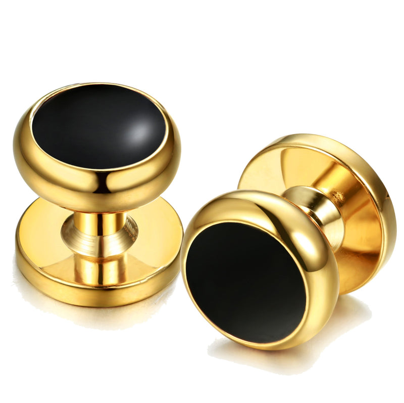 [Australia] - ORAZIO Mens Classic Cufflinks and Studs Set for Tuxedo Formal Kit Business or Wedding Shirts A: Gold-tone 