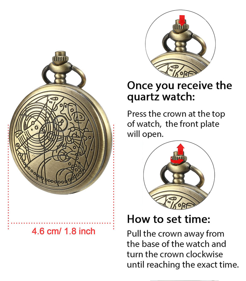 [Australia] - Pocket Watch Men Quartz Chain Bronze Case White Dial Antique with Box for Men 