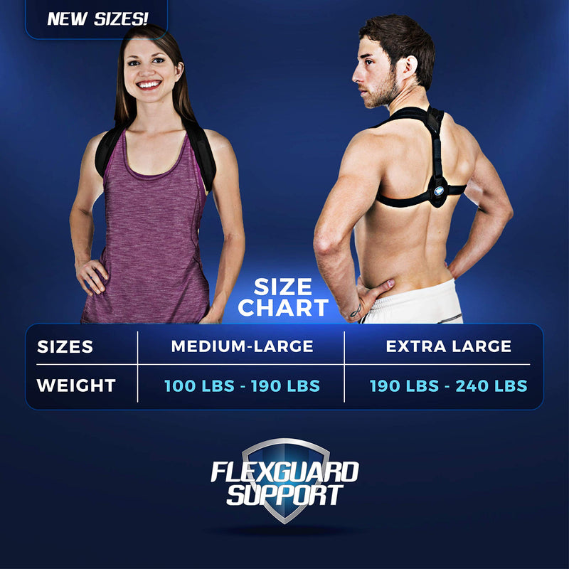 [Australia] - FlexGuard Support Posture Corrector for Women and Men - Adjustable Upper Back & Shoulder Brace Trainer for Slouching, Neck Hump and Hunched Shoulders - Medium/Large Medium/Large 