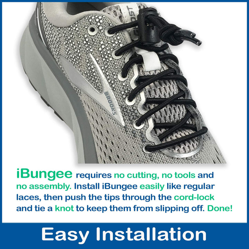 [Australia] - iBungee Laces (Elastic No Tie Shoelaces) (Made in the USA) 22-inch Black 