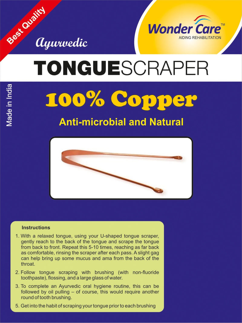 [Australia] - Wonder Care 100% Copper Tongue Scraper Ayurvedic Natural Tongue Cleaner for Oral Hygiene Bad Breath Relief Antibacterial (3 Pieces) 3 