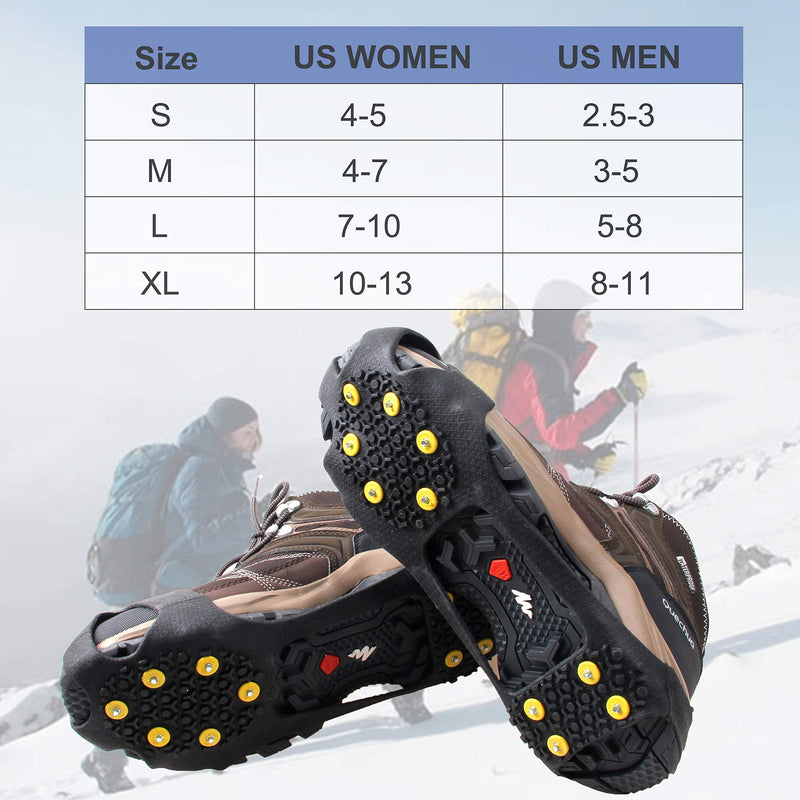 [Australia] - Shaddock Fishing Ice Cleats for Shoes Boots, Ice Cleats Snow Ice Cleats Over Shoe Boots Anti Slip Traction Cleat 10 Studs Crampons Slip-on Stretch Footwear for Men Women Medium(3-5 men/5-7 women) 