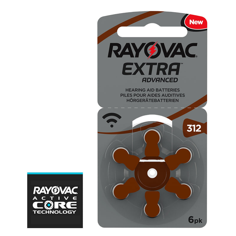 [Australia] - Rayovac Extra Advanced Hearing Aid Batteries, Size 312, Brown Tab, PR41, Pack of 30 - Frustration Packaging 