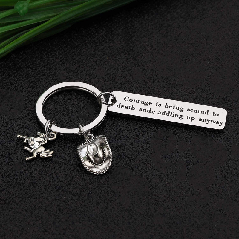 [Australia] - CYTING Courage is Being Scared to Death But Saddling Up Anyway Keychain Inspirational Gift for Horse Lover Cowboy Cowgirl 