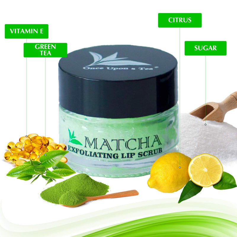 [Australia] - Exfoliating Green Tea Matcha Sugar Lip Scrub, Hydrating Treatment for Dry, Chapped & Cracked Lips, Best Peeling Solution For Plump, Younger Looking Lips, Lip Polish 