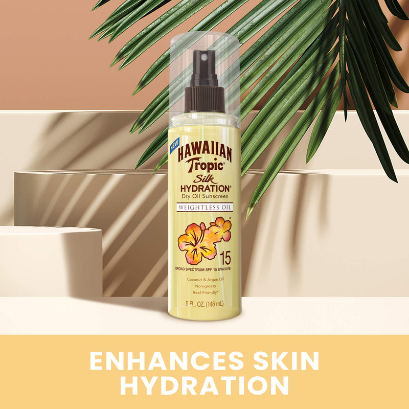 [Australia] - Hawaiian Tropic Silk Hydration Weightless Dry Oil Mist, SPF 15, 5oz 