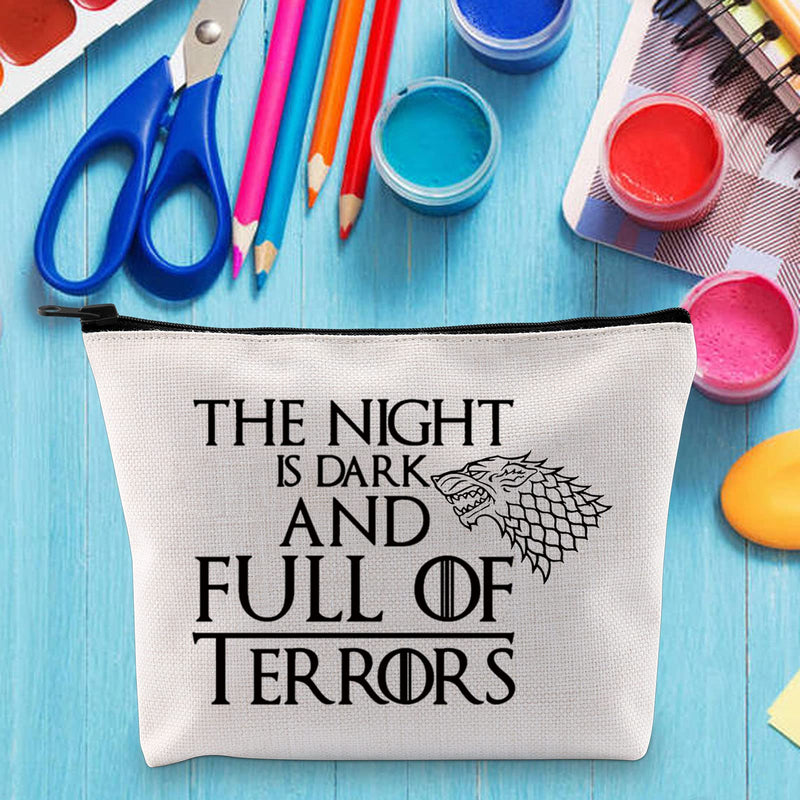 [Australia] - LEVLO Game Of Thrones Cosmetic Make Up Bag Game Of Thrones Fans Gift The Nnight Is Dark And Full Terrors Game Of Thrones Makeup Zipper Pouch Bag For Friend Family, The Nnight Is Dark, 