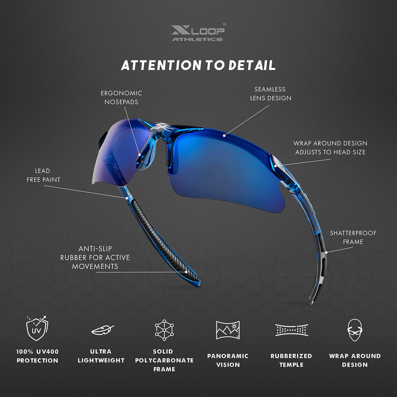 [Australia] - Kids Sports Sunglasses for Boys Girls Children Age 3-10 Baseball Cycling Softball UV400 Glasses Crystal Blue | Blue Mirror 