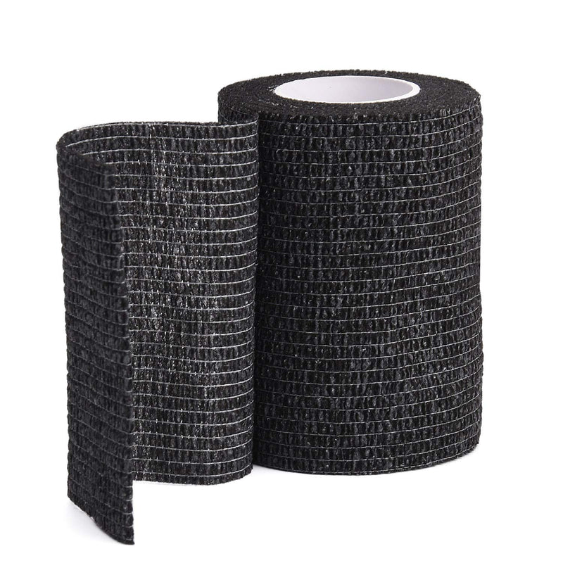[Australia] - TOBWOLF 12PCS First Aid Self Adherent Bandage, 3"x5yd / 7.5cmx4.5m Cohesive Bandage Tape Wrap, Elastic Athletic Non Woven Fabric Vet Wrap for Sports, Medical - Black 3x180 Inch (Pack of 12) 
