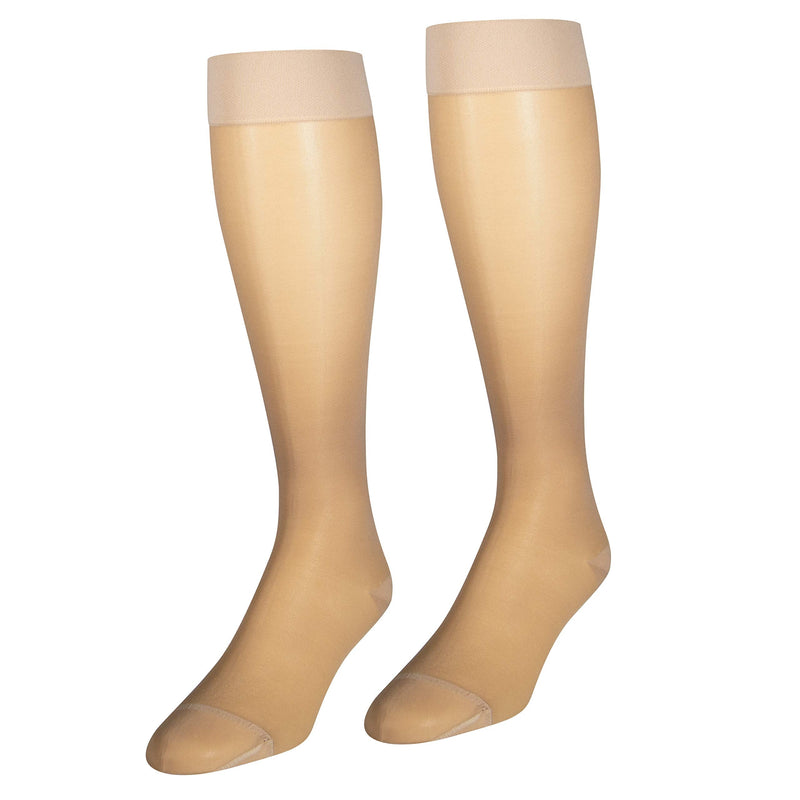 [Australia] - NuVein Sheer Compression Stockings, 15-20 mmHg Support, Women's Medium Denier Nylons, Knee High, Closed Toe, Beige, 3X-Large 3X-Large (1 Pair) 