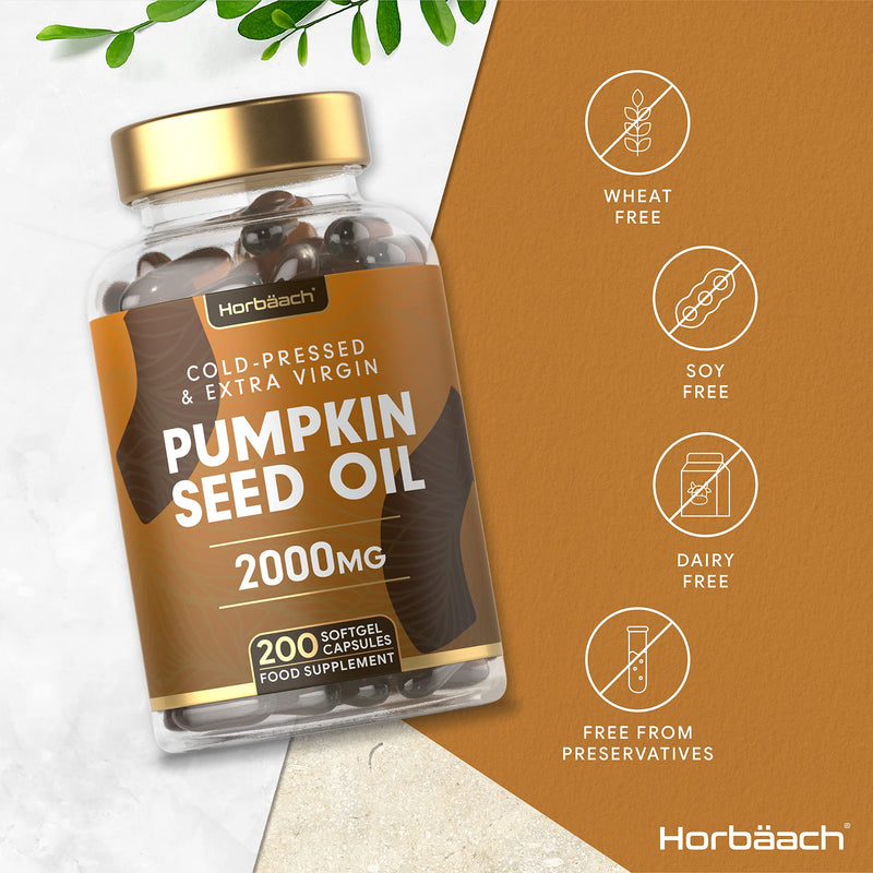 [Australia] - Pumpkin Seed Oil 2000mg | 200 Softgel Capsules | Cold Pressed | Supports Prostate & Urinary Health | Natural Source of Essential Fatty Acids | Non-GMO, Gluten Free | No Artificial Preservatives 