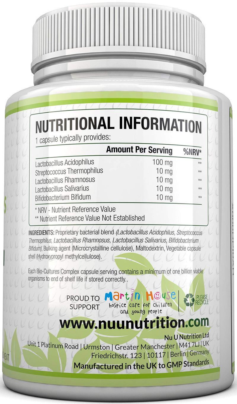 [Australia] - Bio-Cultures 180 Capsules (6 Month Supply) | Vegetarian Multi Strain | High Strength Cultures Includes Lactobacillus Acidophilus & Bifidobacterium | Capsules not Tablets by Nu U Nutrition 