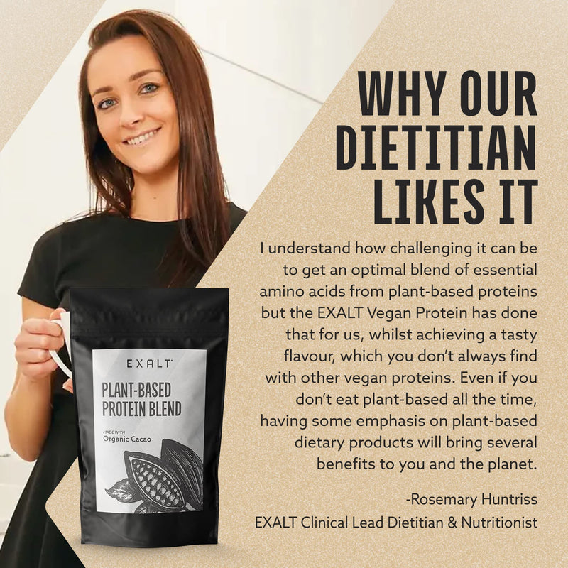 [Australia] - EXALT Vegan Protein Powder - 100% Plant-Based – Gluten Free - Keto Friendly - No Artificial Flavours or Additives (Cacao) Organic Cacao 