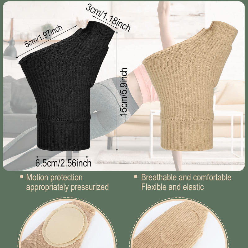 [Australia] - 2 Pairs Thumb Compression Arthritis Gloves Wrist Support Brace Wrist Compression Sleeve Lightweight Fingerless Gloves Comfortable and Thumb Sleeves Wrist Wraps for Arthritis Women Men, 5.9 x 2.6 Inch 