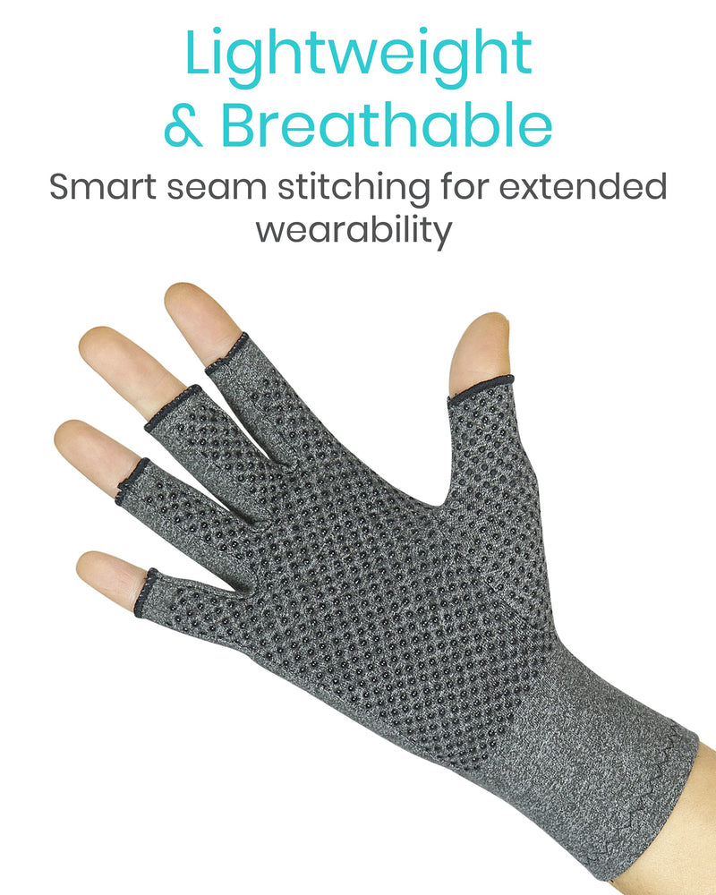 [Australia] - Vive Arthritis Gloves with Grips - Men & Women Textured Fingerless Compression - Open Finger Hand Gloves for Rheumatoid and Osteoarthritis - Arthritic Joint Pain Relief for Computer Typing (Medium) Medium (Pack of 1) 