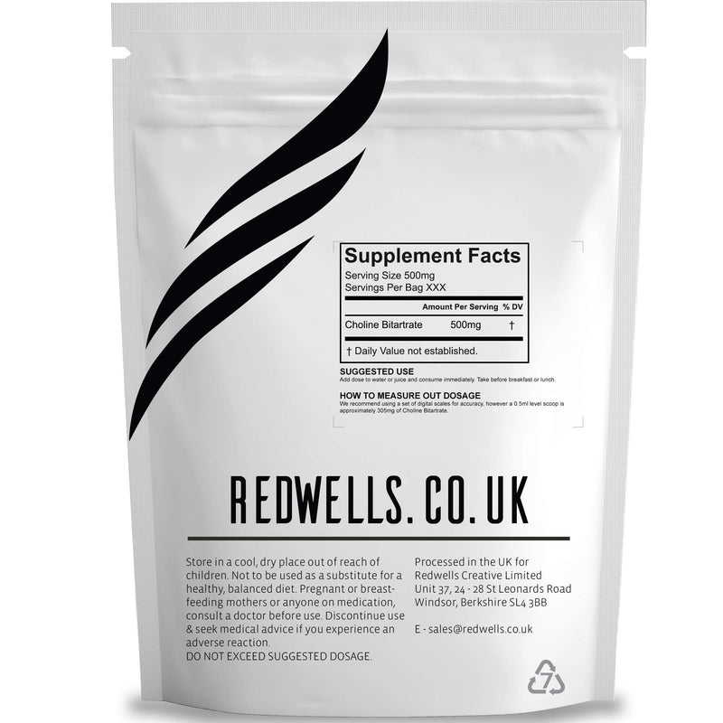 [Australia] - Choline Bitartrate Powder REDWELLS Cognitive Enhancer GMO Free Vegan - 100g Pack 100 g (Pack of 1) 
