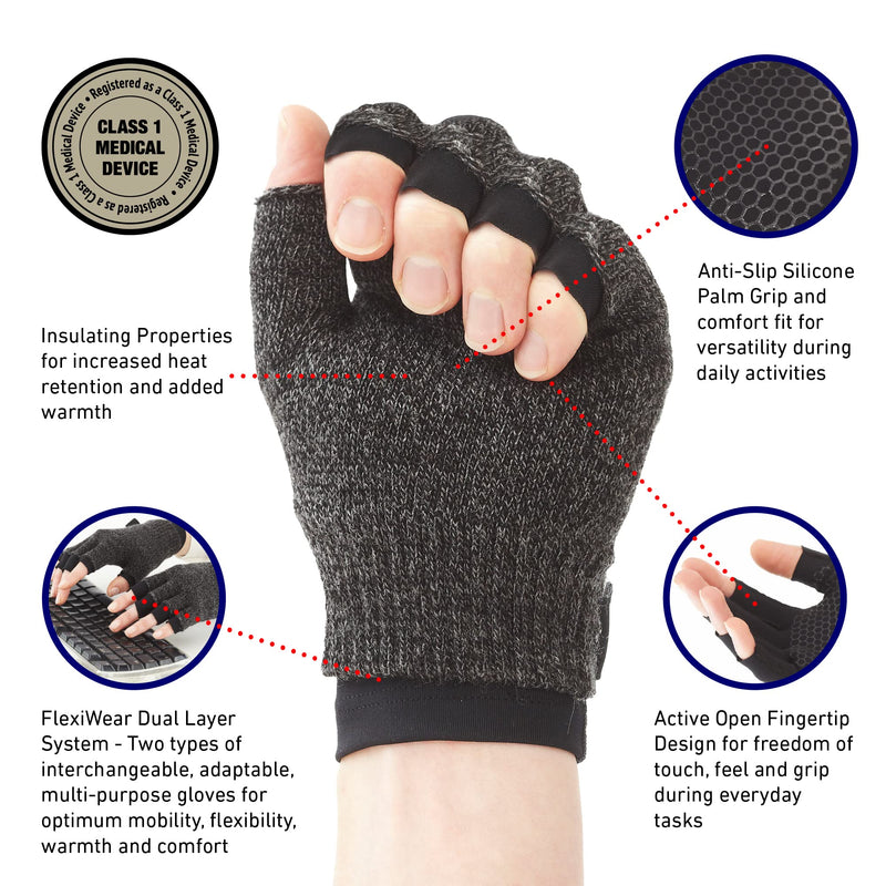 [Australia] - Neo G Arthritis Gloves – Support for Rheumatoid arthritis, RSI, Joint Pain, Dual Layer System for optimum mobility, flexibility, warmth and comfort – Class 1 Medical Grade - 1 pair – Medium - Black Medium: 19 - 21 cm / 7.5 - 8.3 In 