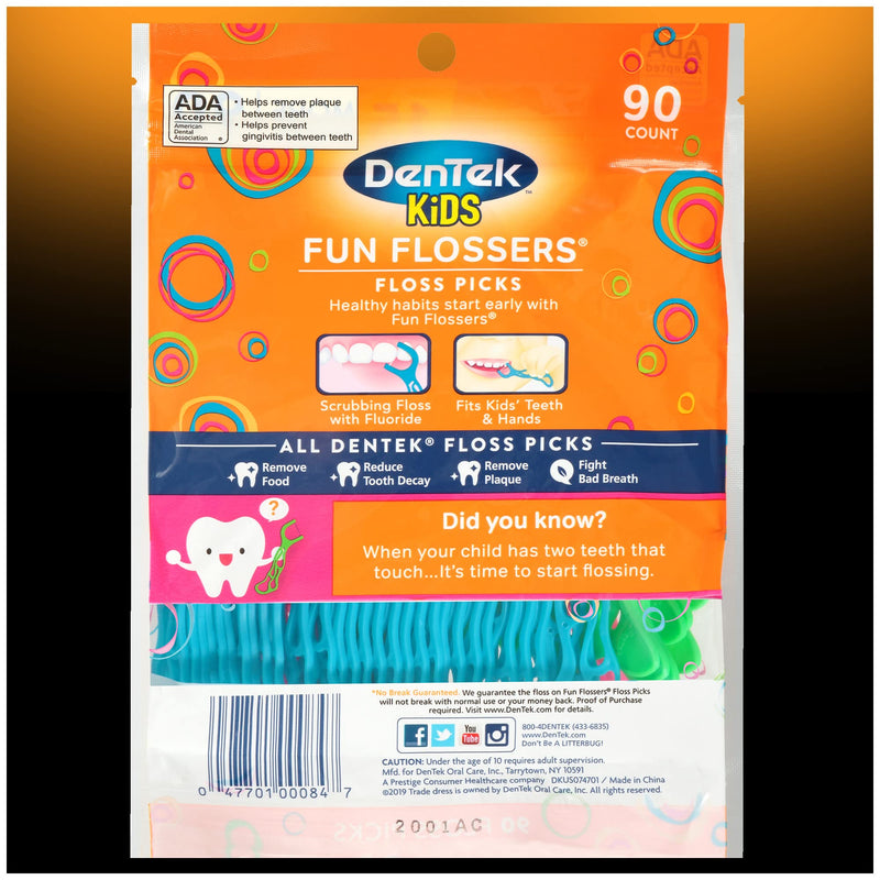 [Australia] - DenTek Kids Fun Flossers, Wild Fruit, 90 Count 90 Count (Pack of 1) 
