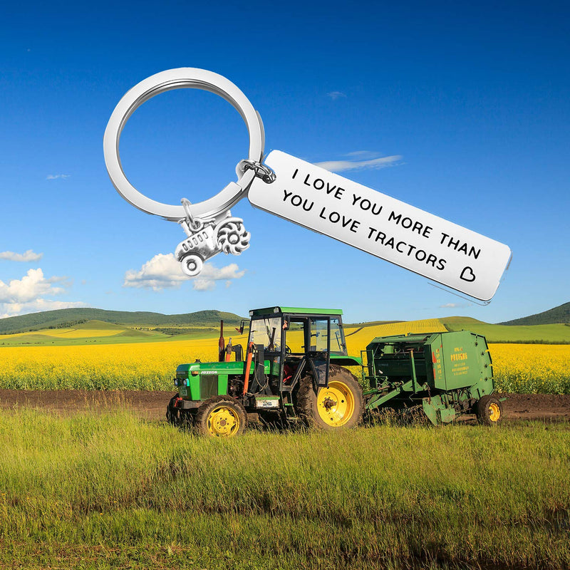 [Australia] - MYOSPARK Tractor Keychain I Love You More Than You Love Tractors Farmer Gift Jewelry for Him I Love Tractor keychain 