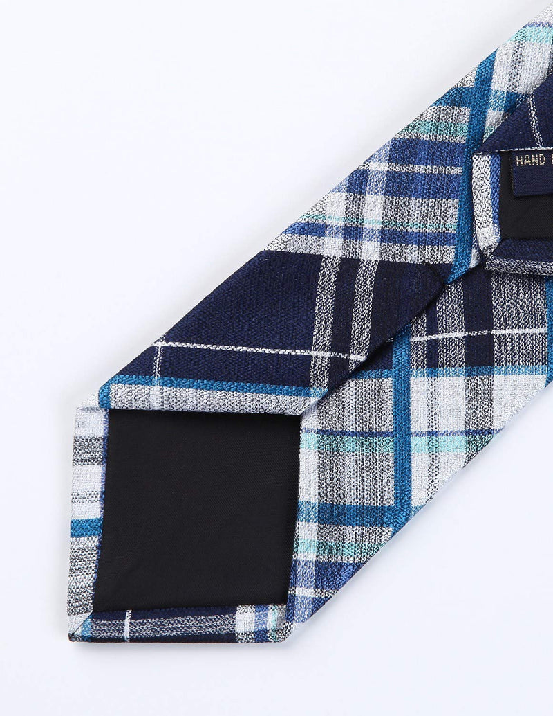 [Australia] - Enlision Boys Check Pre-Tied Neckties & Pocket Square Set Neck Strap Tie for Kids 10 inch (Ages 2-4) Trc918r 