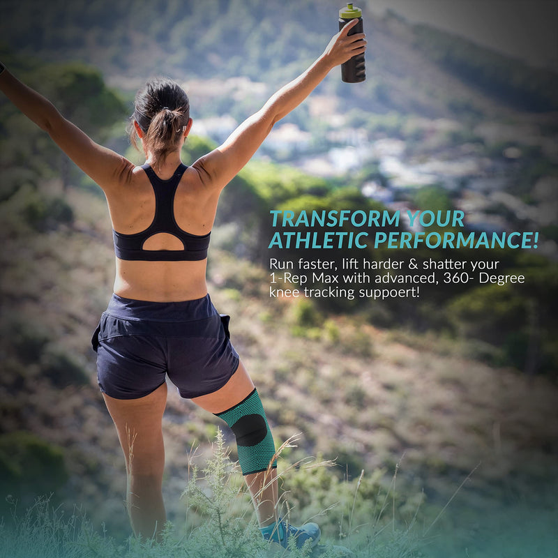 [Australia] - MODVEL Professional Knee Brace | Knee Compression Sleeve Support | FSA or HSA eligible | Medical Grade Knee Pads for Running, Meniscus Tear, ACL, Arthritis, Joint Pain Relief. Turquoise Small 