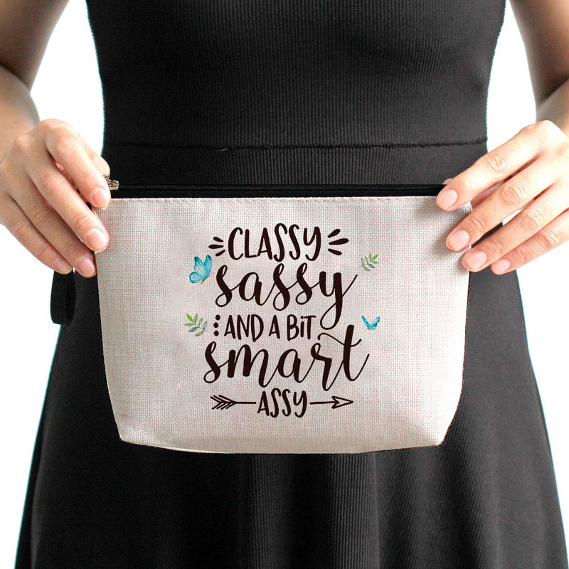 [Australia] - Inspirational Gifts for Women, Sarcasm Gifts for Her Teen Friends-Funny Novelty Makeup Bag-Classy, Sassy and a Bit Smart Assy 