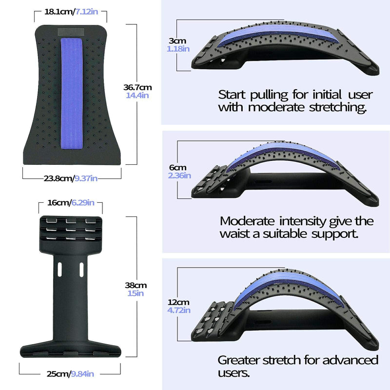 [Australia] - UUCOLOR Back Stretcher Back Massager for Back Relaxation and Pain Relief, 3 Levels Adjustable Back Stretching Spine Deck Posture Massager(Blue) Blue 