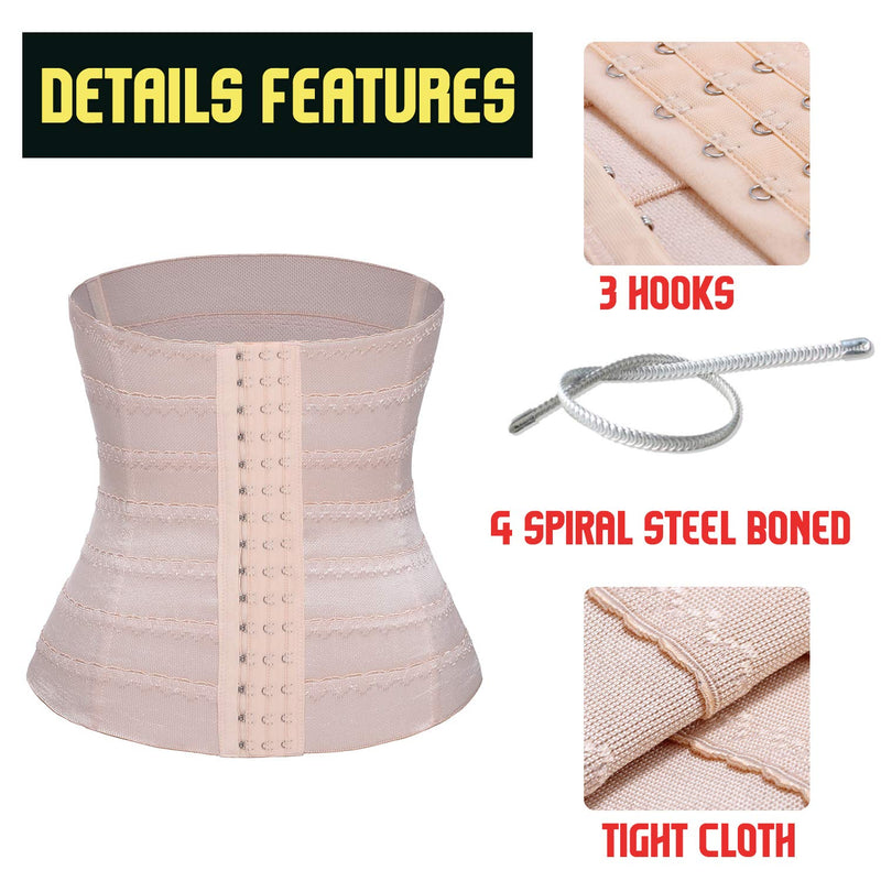 [Australia] - Bafully Womens Waist Trainer Corset Slimming Body Shaper Tummy Control Girdle Band Steel Boned Underwear XL Beige 