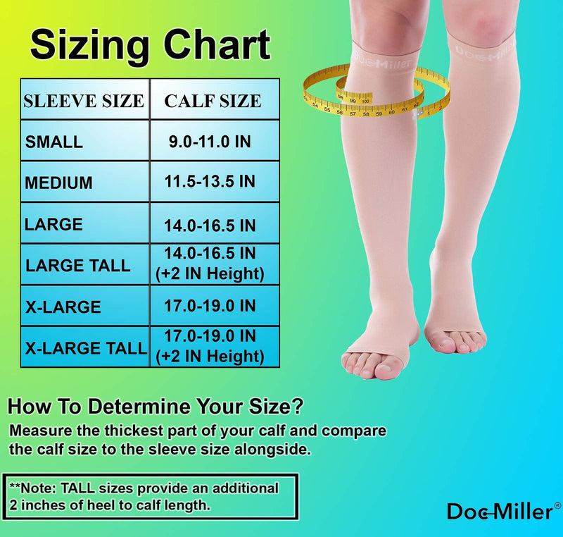 [Australia] - Doc Miller Open Toe Compression Socks 1 Pair 15-20 mmHg Firm Support Skin/Nude X-Large Tall 
