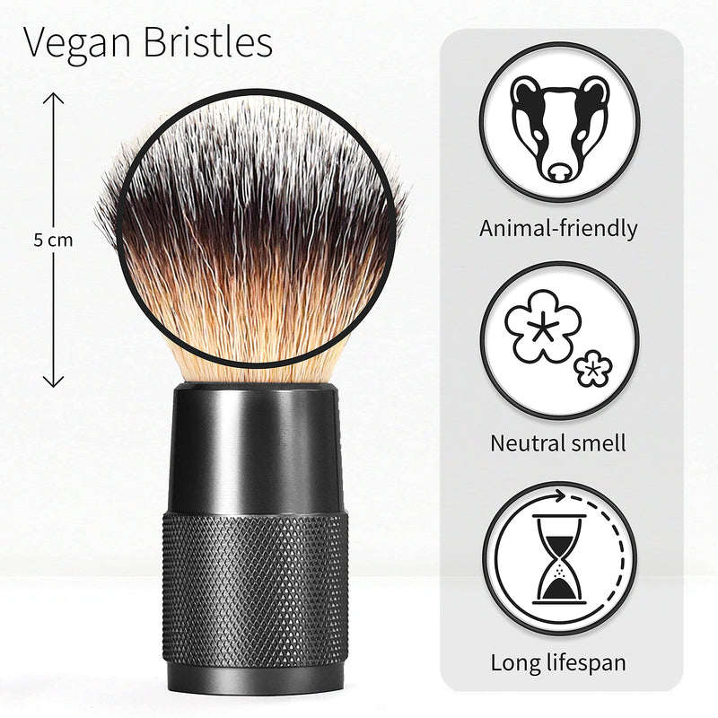 [Australia] - Synthetic Shaving Brush | Black | Vegan Shaving Brush | Women and Mens Shaving Brush| Shaving Cream Brush | Eco Friendly Travel Shaving Brush | Bambaw 
