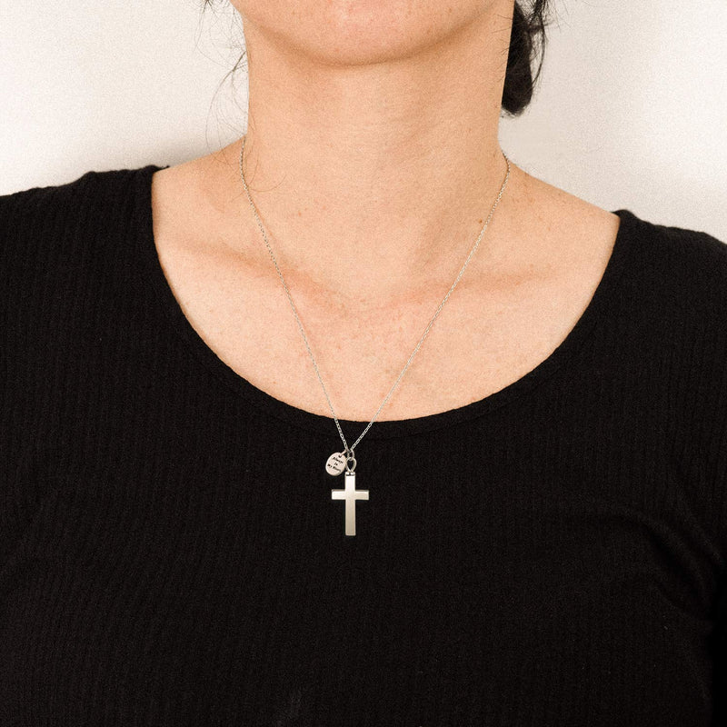 [Australia] - BEILIN S925 Sterling Silver Cross Urn Necklace - Always In My Heart Cross Cremation Jewelry for ashes 