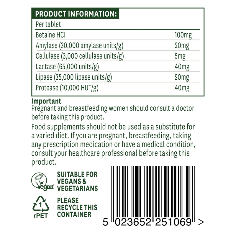 [Australia] - Natures Aid Digestive Enzyme Complex (with Betaine HCI) 60 Tablets. Suitable for Vegetarians. 