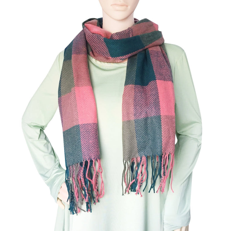 [Australia] - Chalier Ladies Scarf and Shawl Winter Ladies Scarves Blanket Scarf for Women Tartan Scarf Ladies Gifts Dark pink 