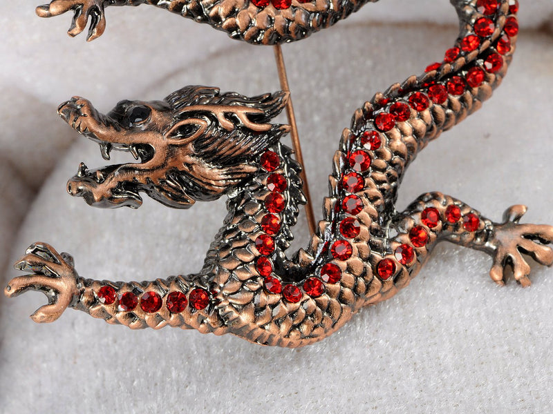 [Australia] - Alilang Mythical Ancient Asian Chinese New Year Zodiac Dragon Novelty Celebration Party Brooch Pin Red 
