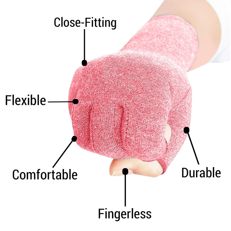 [Australia] - SyeJam Arthritis Gloves Fingerless- Rheumatoid Arthritis Compression Gloves for Pain Relief - Pink (L) 1 Pair Pink (1 Pair) + Free Ebook L (Pack of 2) 