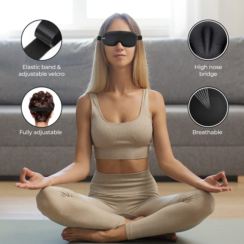 [Australia] - unel Eye Mask for Sleeping, 3D Black Sleep Mask for Men & Women, Perfect for Travel, a Nap or Shift Work - Total Blackout 
