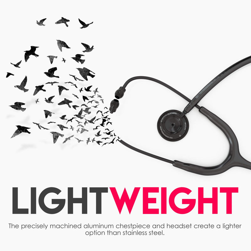 [Australia] - MDF® Acoustica® Deluxe Lightweight Dual Head Stethoscope - Free-Parts-for-Life & Lifetime-Warranty - All Black (MDF747XPBO) 