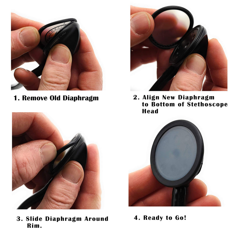 [Australia] - Adult + Pediatric Diaphragm Replacement - Fits Classic III (3) and Cardiology IV Stethoscopes + 2 Extra Ear Pieces, Compatible with Littmann and Other Stethoscopes 