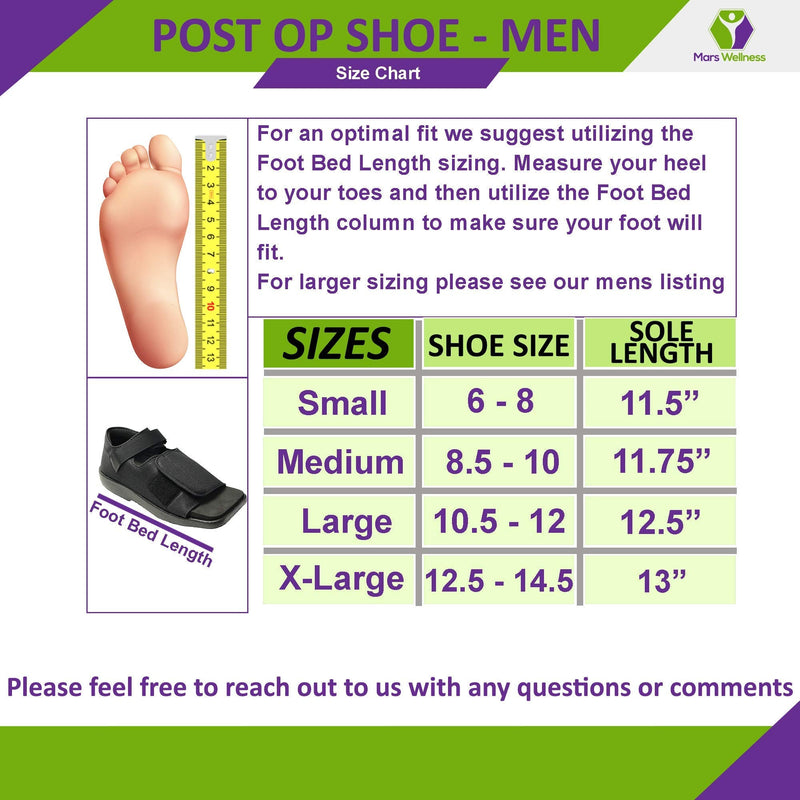 [Australia] - Mars Wellness Premium Post Op Broken Toe/Foot Fracture Square Toe Walking Shoe - Mens - Small Small (Pack of 1) 