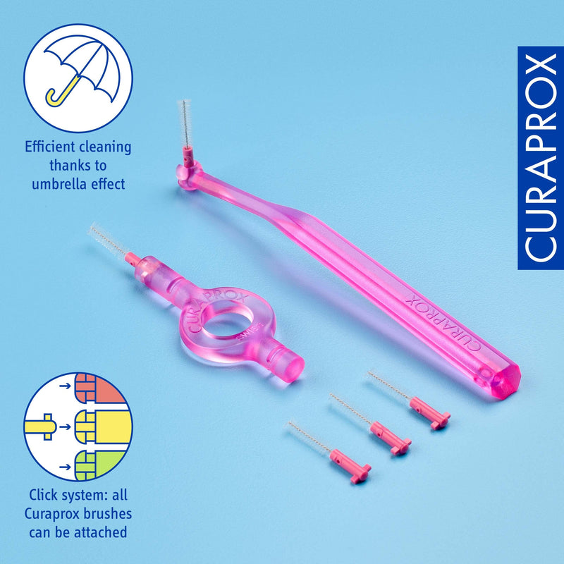 [Australia] - Curaprox CPS 08 Prime Start Interdental Brush Kit, Pink - 5 x 0.8mm - 3.22mm Interdental Brushes + 2 Interdental Toothbrush Holders 