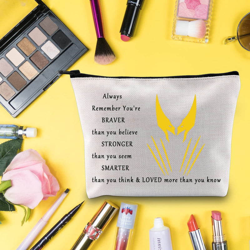 [Australia] - LEVLO Wolverine Cosmetic Make Up Bag Wolverine Movie Fans Inspired Gift You Are Braver Stronger Smarter Than You Think Wolverine Claws Makeup Zipper Pouch Bag For Women Girls, Wolverine Claws Bag, 