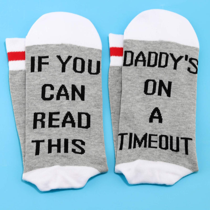 [Australia] - PYOUL 1 Pair Mom/Dad Off Duty Gift If You Can Read This Mommy's/Daddy’s On A Timeout Socks Mom/Dad Off Duty Socks Daddy’s On A Timeout 1 Pair 