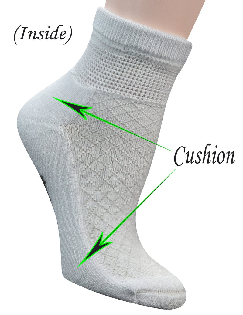 [Australia] - Yomandamor 5 Pairs Women's Cotton Ankle Breathable Mesh Diabetic Socks with Seamless Toe,L Size … 5 Pairs White 9-11 