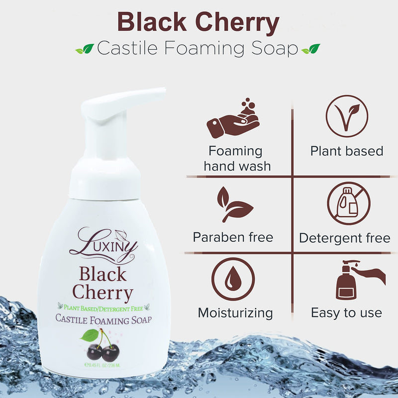 [Australia] - Castile soap, Liquid Foaming Hand Soap, Hand Wash for the Kitchen & Bathroom, Palm Oil Free, Vegan & Cruelty Free, Made in the USA, 8.45 oz., 2 Pack (Black Cherry) Black Cherry 